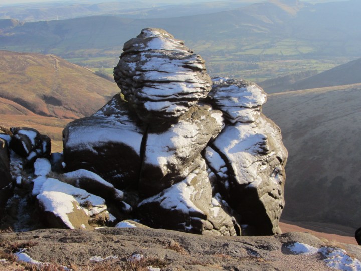 Gritstone rocks in the snwo