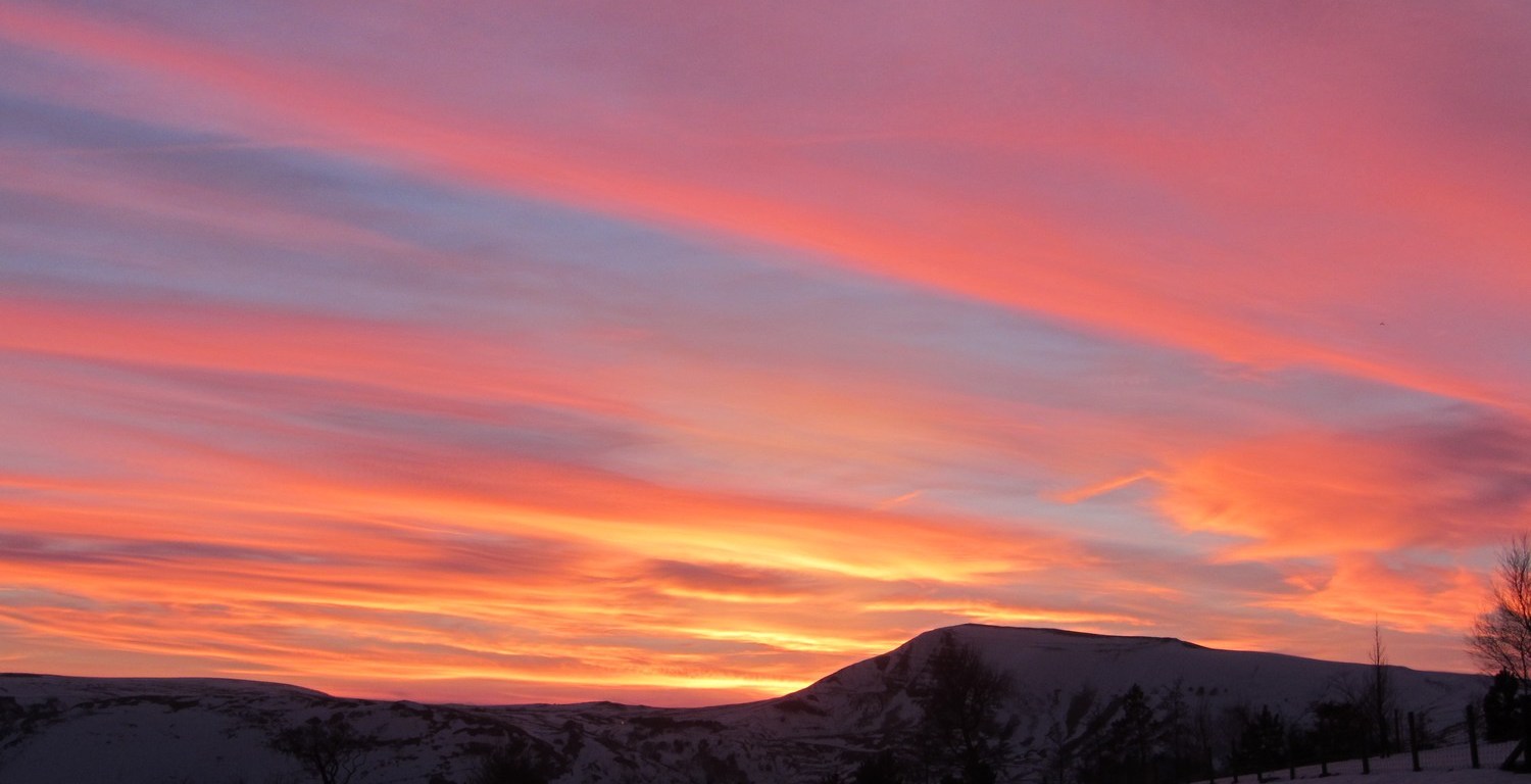 Sunset behind Mam Tor in the west